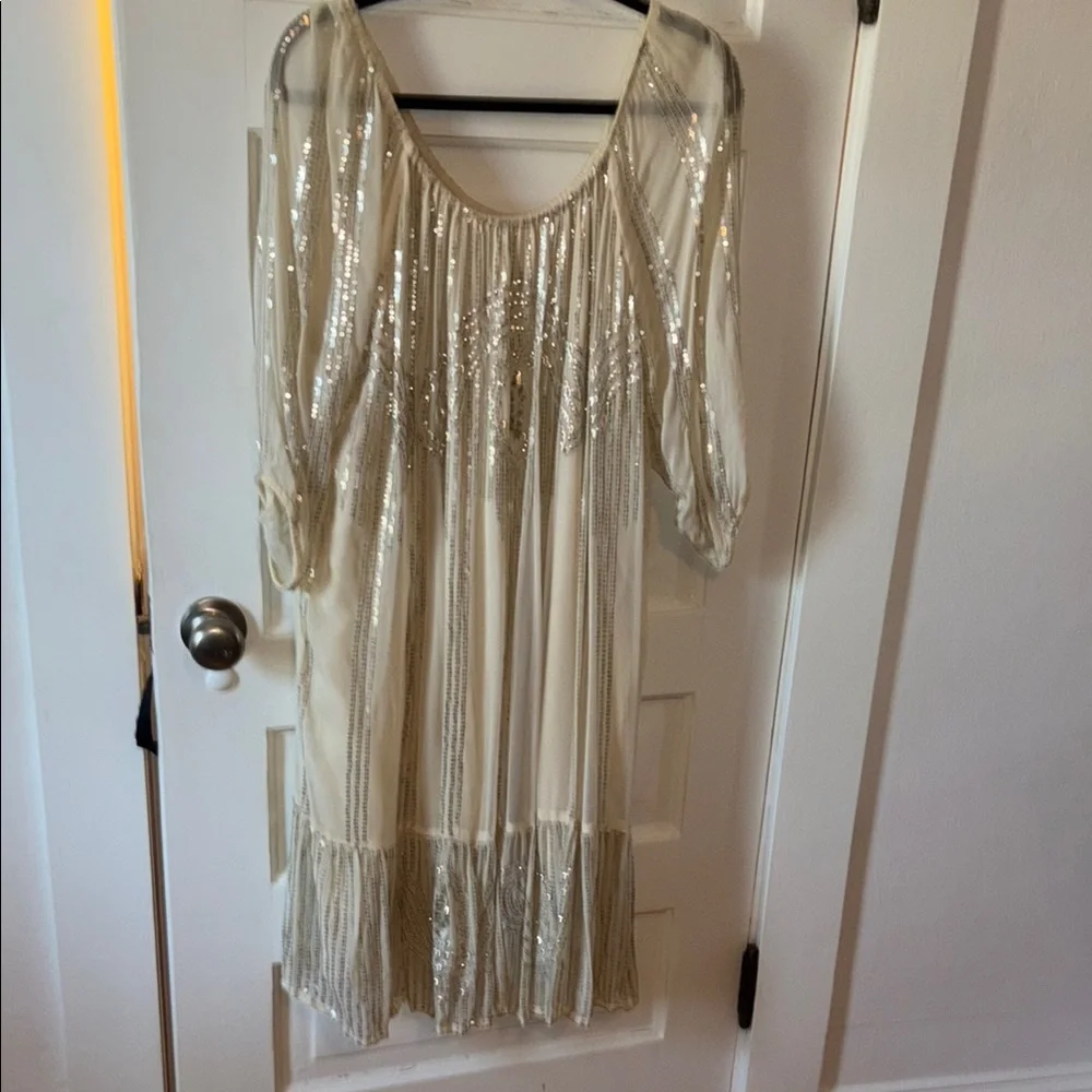 Carolina K-Sequin Embellished Cream Dress from Anthropologie XL - Picture 2 of 9